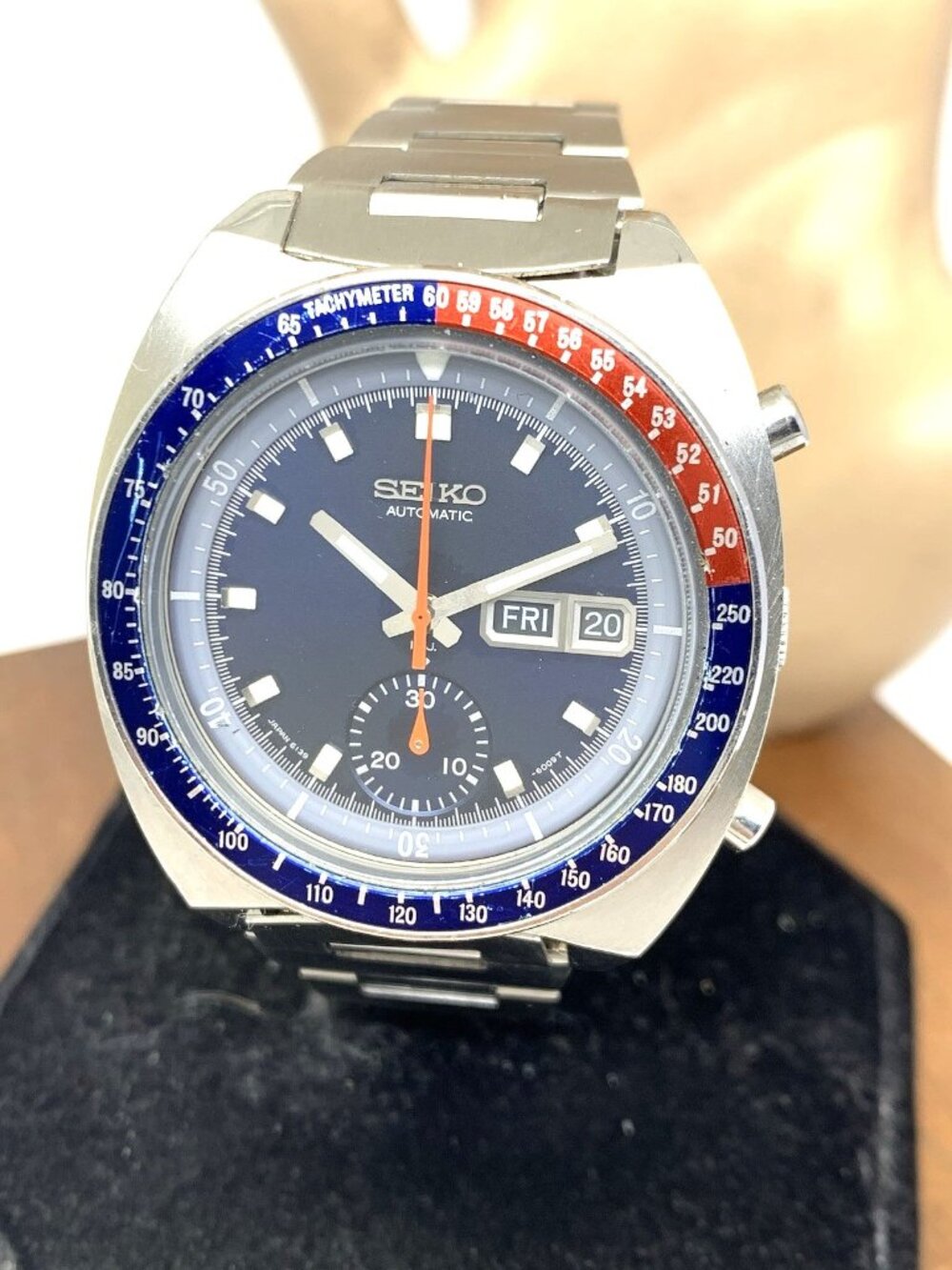 Seiko Men's Watch 6139-6005 Pogue 1974 Vintage Automatic Day Date Blue Dial 41mm